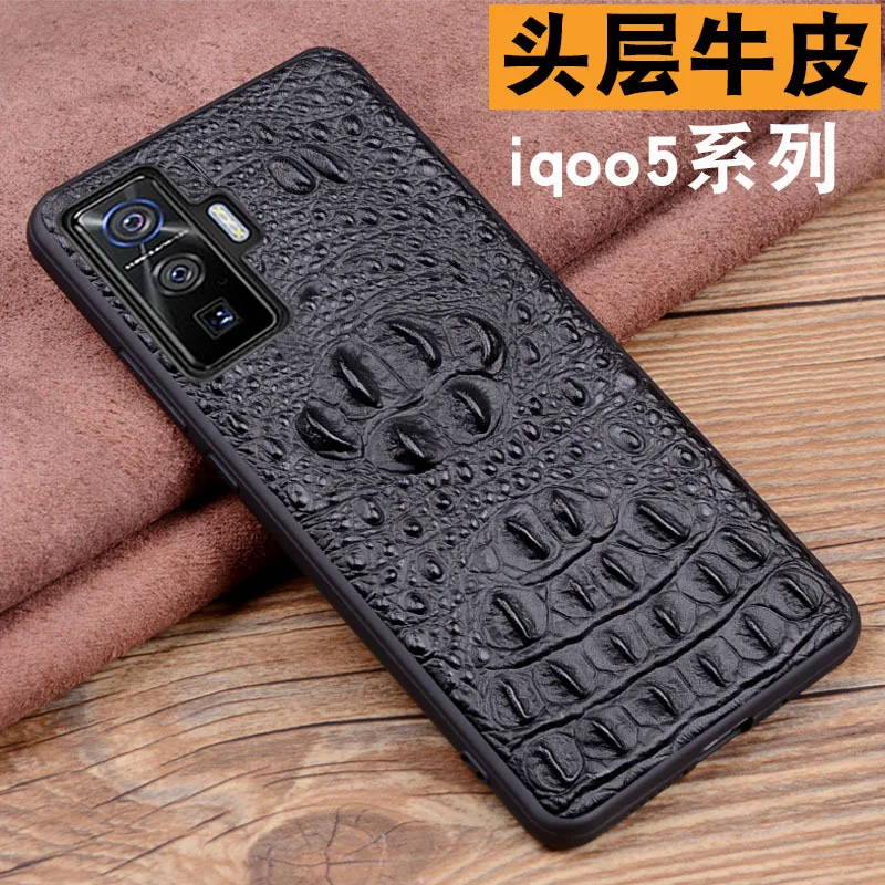 New Genuine Leather Luxury 3d Crocodile Head Phone Case For Vivo Iqoo 5 Pro Cover For Vivo Iqoo5 Pro Cases Bag image 2