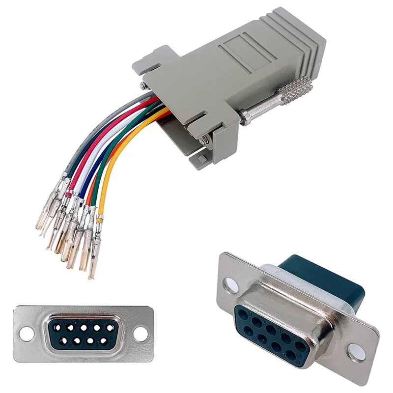 

TA-10Pcs DB9 To RJ45 Modular Adapter, DB9 To RJ45 Female Jack Ethernet Adapter Durable Easy Install Easy To Use