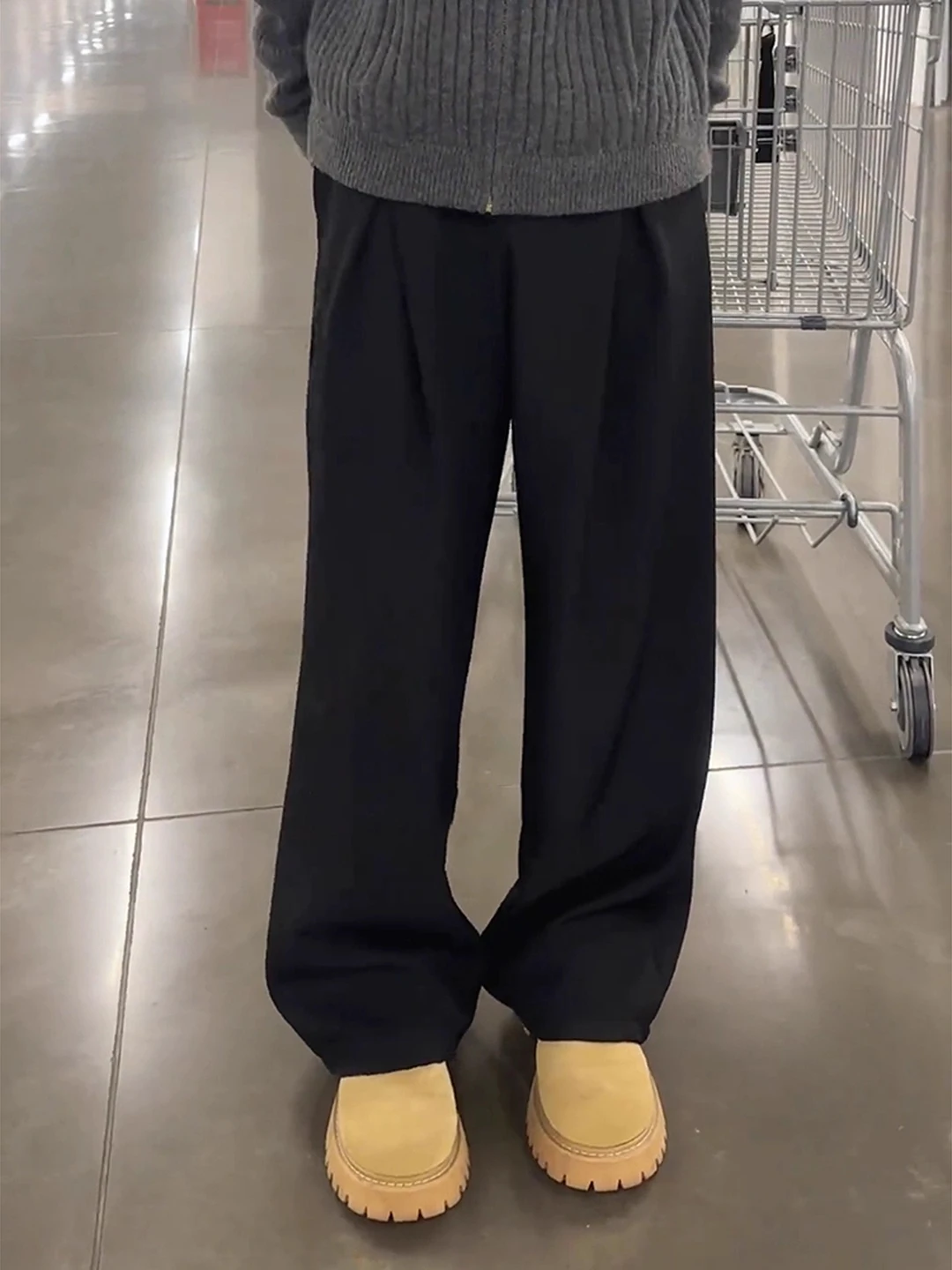 

Bla Pleated Flared Casual Men's Winter Thiened Fce Wide Leg Straight Cut Loose Fit Trousers Youth Faion Straight Pants