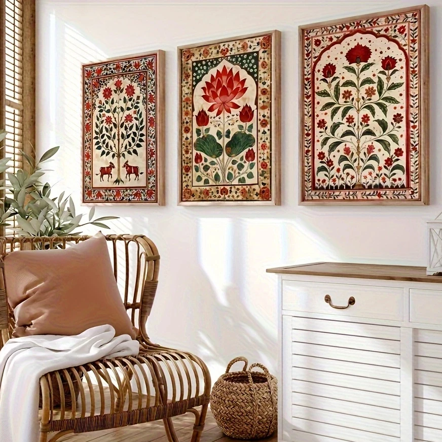 Retro Scandinavian Art Floral Canvas Print Nordic Norwegian Folk Wall Art Posters for Modern Living Room Office Cafe Home Decor - Image 6