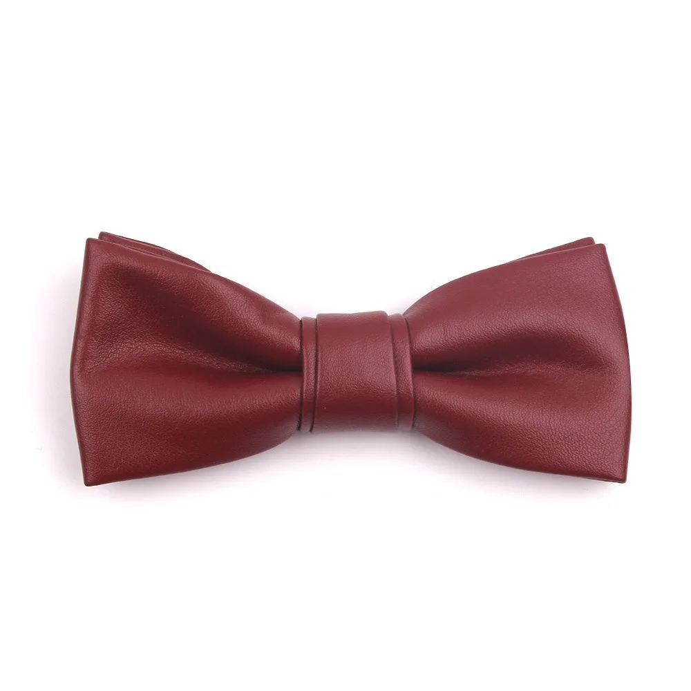 Простой однотонный галстук-бабочка из искусственной кожи, мягкий текстурированный мужской галстук, креативный регулируемый галстук в стиле ретро, деловой