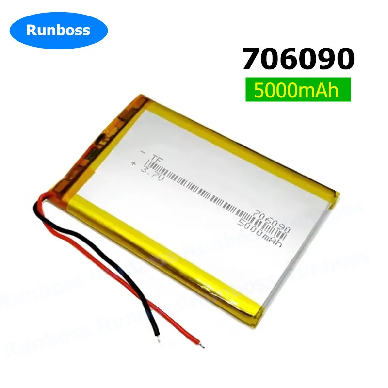 1-10pcs 3.7V 5000mAh 706090 Li Polymer Li-ion Battery For GPS Tablet PC PDA PSP IPAQ DVD MID DIY E-book Power Bank Toys Phone