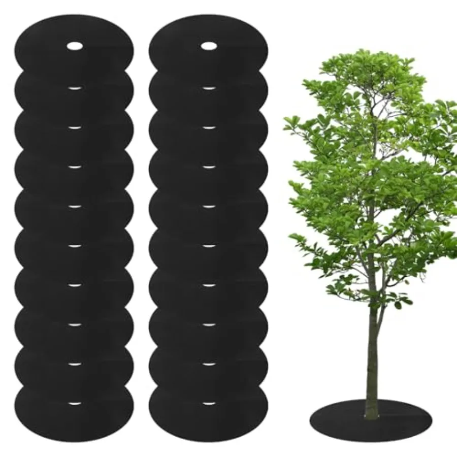 

Кольца-маты из нетканого материала для защиты от сорняков, 39 дюймов, для сада и ландшафта, коричневые, 20 шт. в упаковке, для подавления роста сорняков