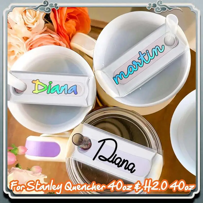 

Premium 15Pcs Name Plate Compatible For Stanley 40 Oz Cups Blank Name Tag Acrylic Nameplate Tumbler Lid Topper For Bottle
