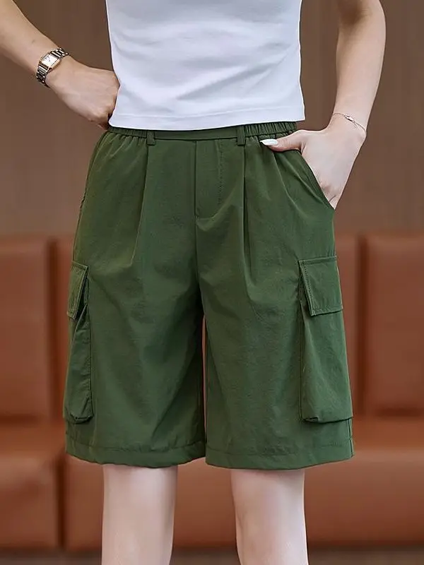 

Summer 2026 New Women's plus Size Casual Ice Silk Sports Pants High Waist Wide Leg Pants Elastic Waist Versatile Workwear orts