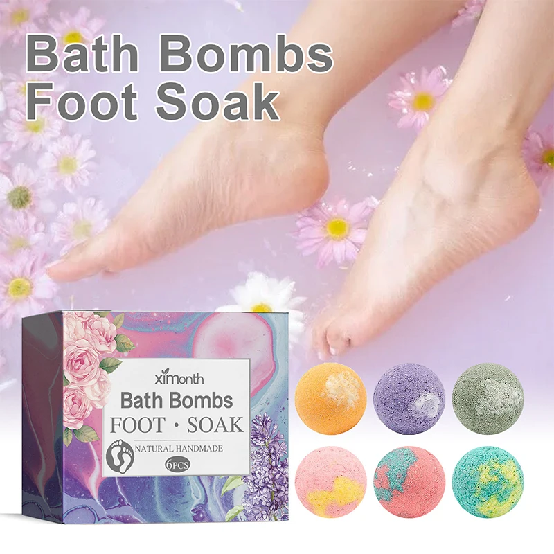 6pcs/box Foot Spa Ball To Repair Cracked And Peeling Heels Stress Relieve Moisturize Foot Care Bath Salt Women Foot Skin Care