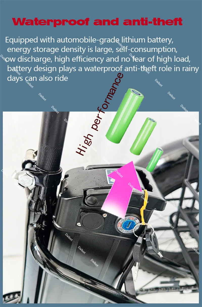 500W 48V Faltbares Elektro-Fatbike für Erwachsene mit Korb, 20 Zoll 3-Rad Elektro-Lastendreirad, faltbar, herausnehmbarer Akku – Detail 14