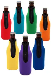 5 Colors 1pc Beer Bottle Coolers Bottle Insulator Sleeve Covers With Ring Zipper 12 Oz 330 Ml Bot Summer Outdoor Water Bottle
