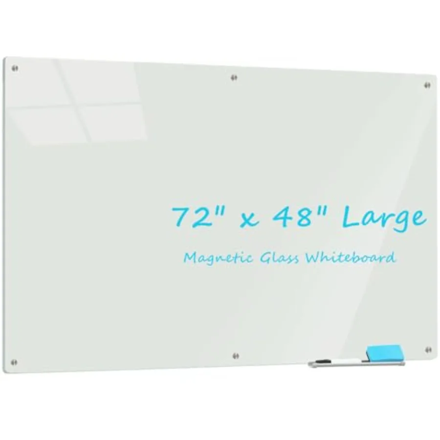 

Магнитная стеклянная доска для записей 6' x 4' без рамки, для настенного крепления, большая белая доска для офиса, дома и школы