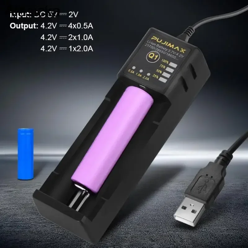 18650 Battery Charger Smart Charging Adjustable Current 26650 21700 14500 26500 22650 Li-ion Rechargeable Battery Charge