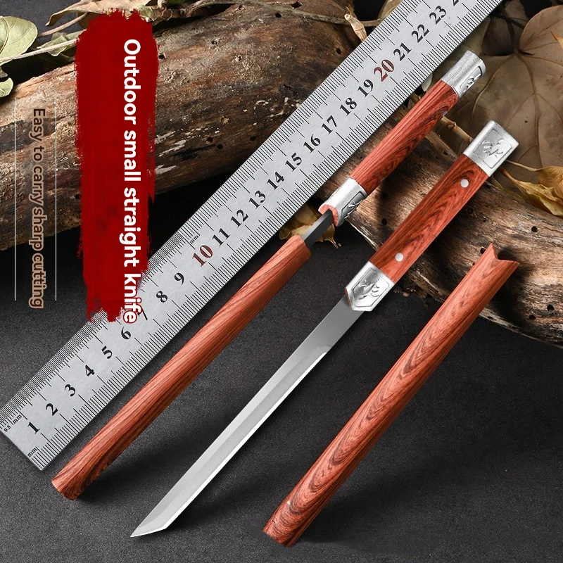 Outdoor high hardness wilderness survival knife self-defense knife vehicle mounted short knife small knife