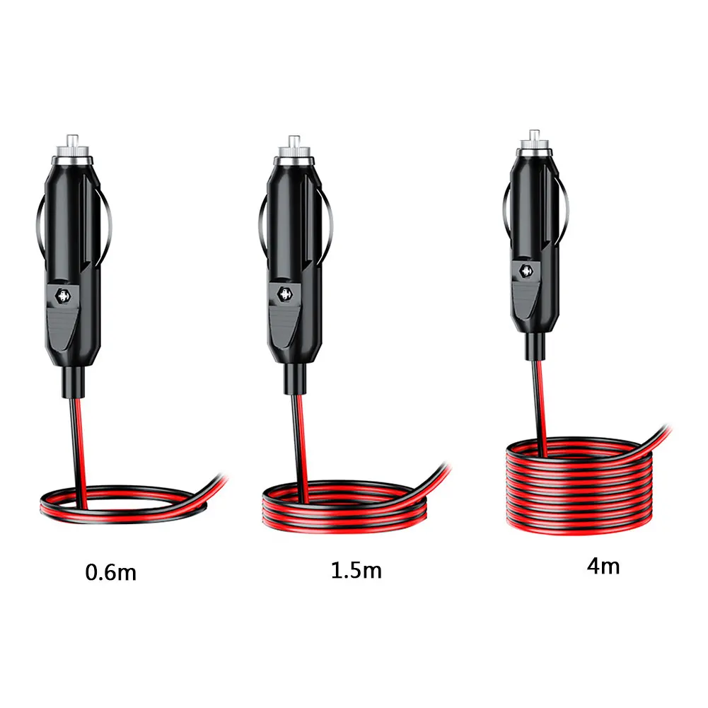 12/24V Auto 15A Male Car Cigarette Lighter Socket Plug Connector Adapter Safe with LED Indicator Light,0.6/1.5/4M Cable Long