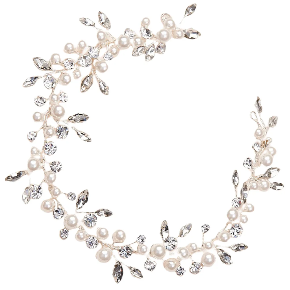 عقال لؤلؤ الزفاف إكسسوارات شعر الزفاف أحجار الراين مزين مجوهرات الرأس لحفلات خطوبة العروس وديكور المهرجانات