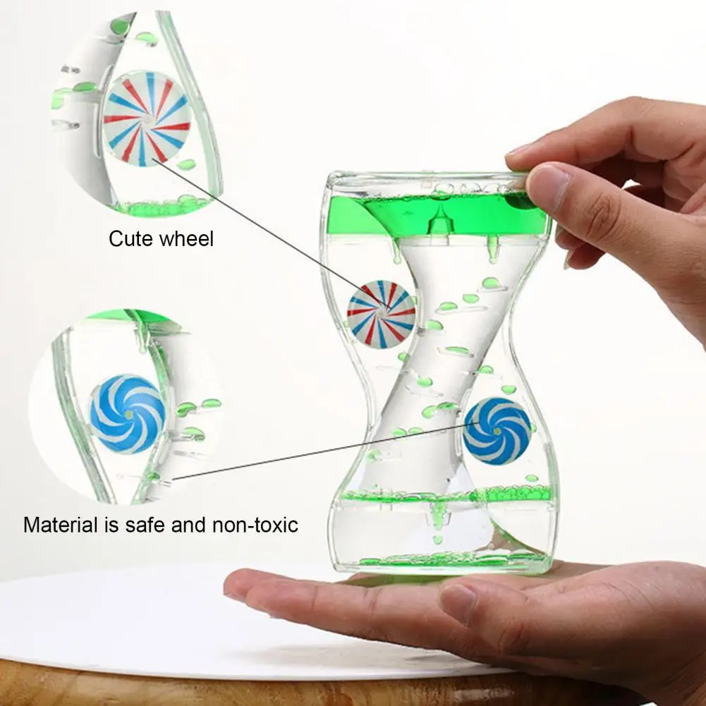 Liquid Motion Bubbler Timer Rotary Wheels Colorful Oil Dropping Hourglass Fidget Toy Home Office Desktop Decor Kids Adults Gift