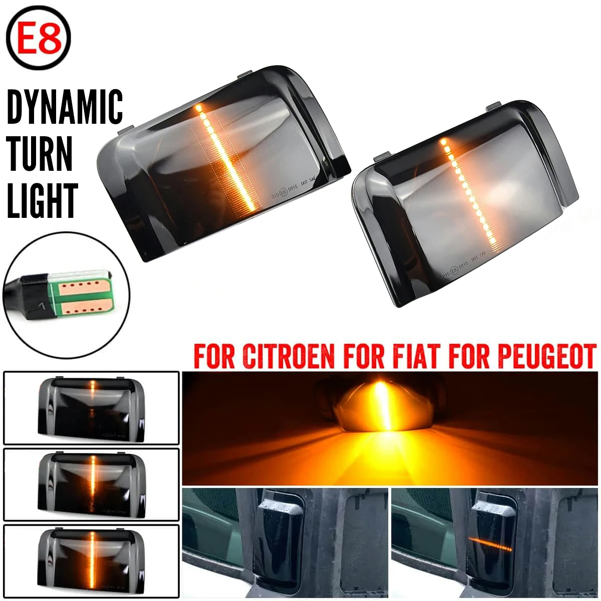 

Dynamic Rear View Mirror Trun Signal Light Lamp For Peugeot Boxer Fiat Ducato Ram Promaster Citroen Jumper Relay 2006-2021
