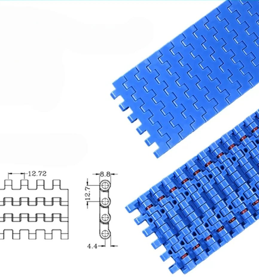 1Meter Width:50.5mm 1270 Mesh Belt Chain 12.7 Pitch, POM plastic conveyor chain plate food grade