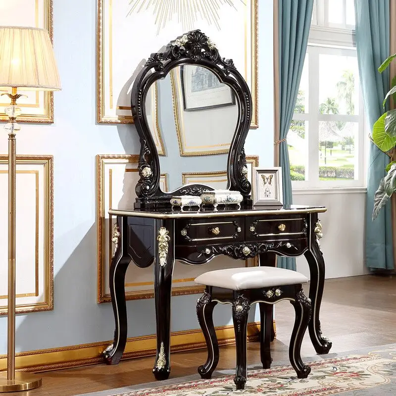 

European Style Dresser Bedroom Dresser Modern American Style Dresser Black Neoclassical Makeup Table