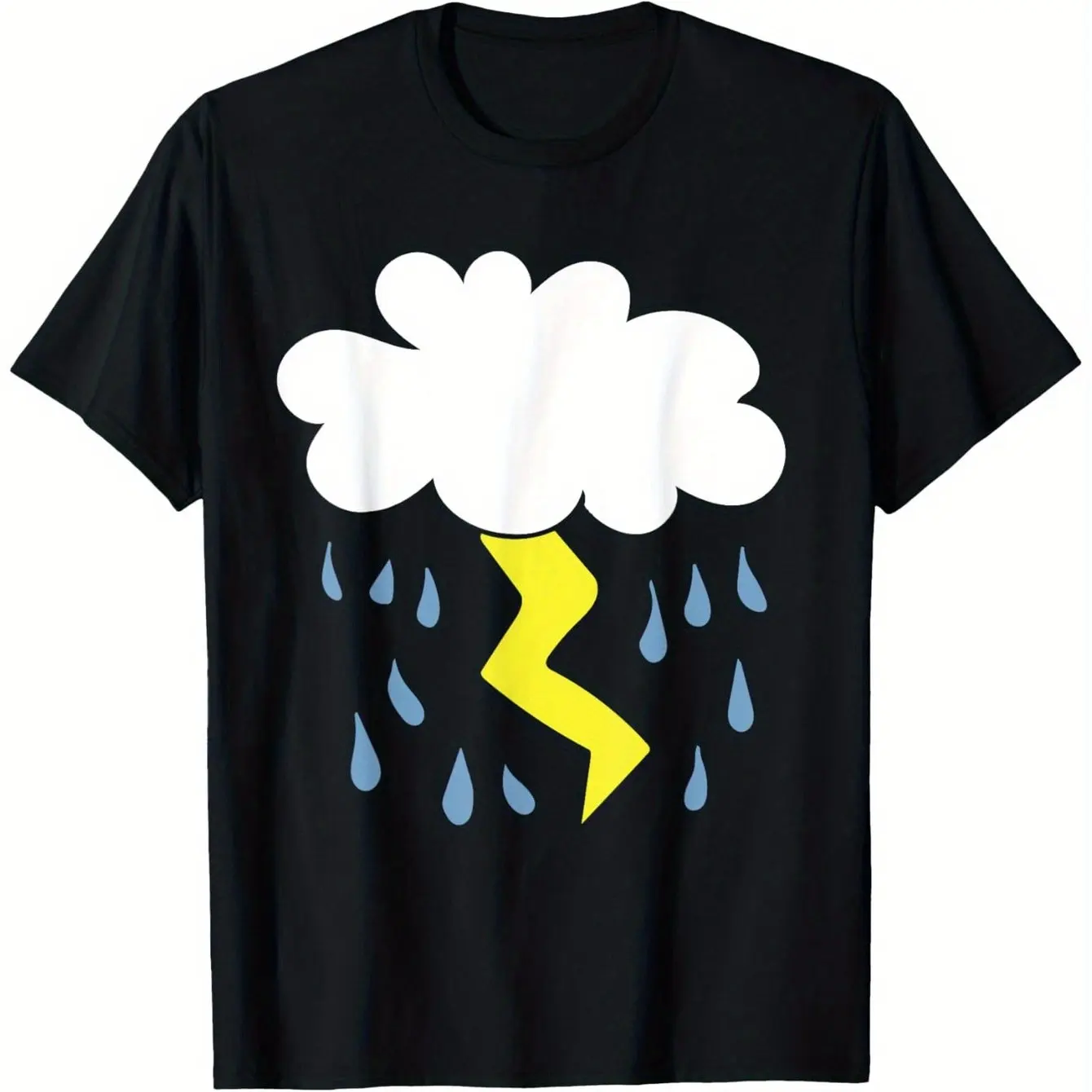 

Простая мультяшная футболка с графическим принтом Rain Thunder, лето-осень-зима, мужская и женская футболка с короткими рукавами, повседневная свободная уличная футболка