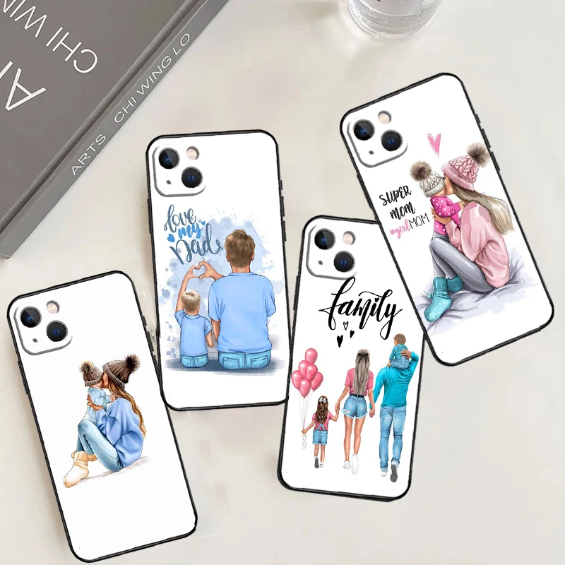 Baby Mutter Tochter Mädchen Sohn Vater Fall für iPhone 15 16 11 12 13 14 Pro Max 7 8 plus xr x xs Max 12 13 Mini Rückseite