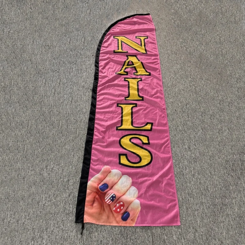 1pc NAILS Shop  Feather Flag Banner 7.87' x 1.97'  NAILS Shop Swooper Feather Flags double sided printing Beach flag