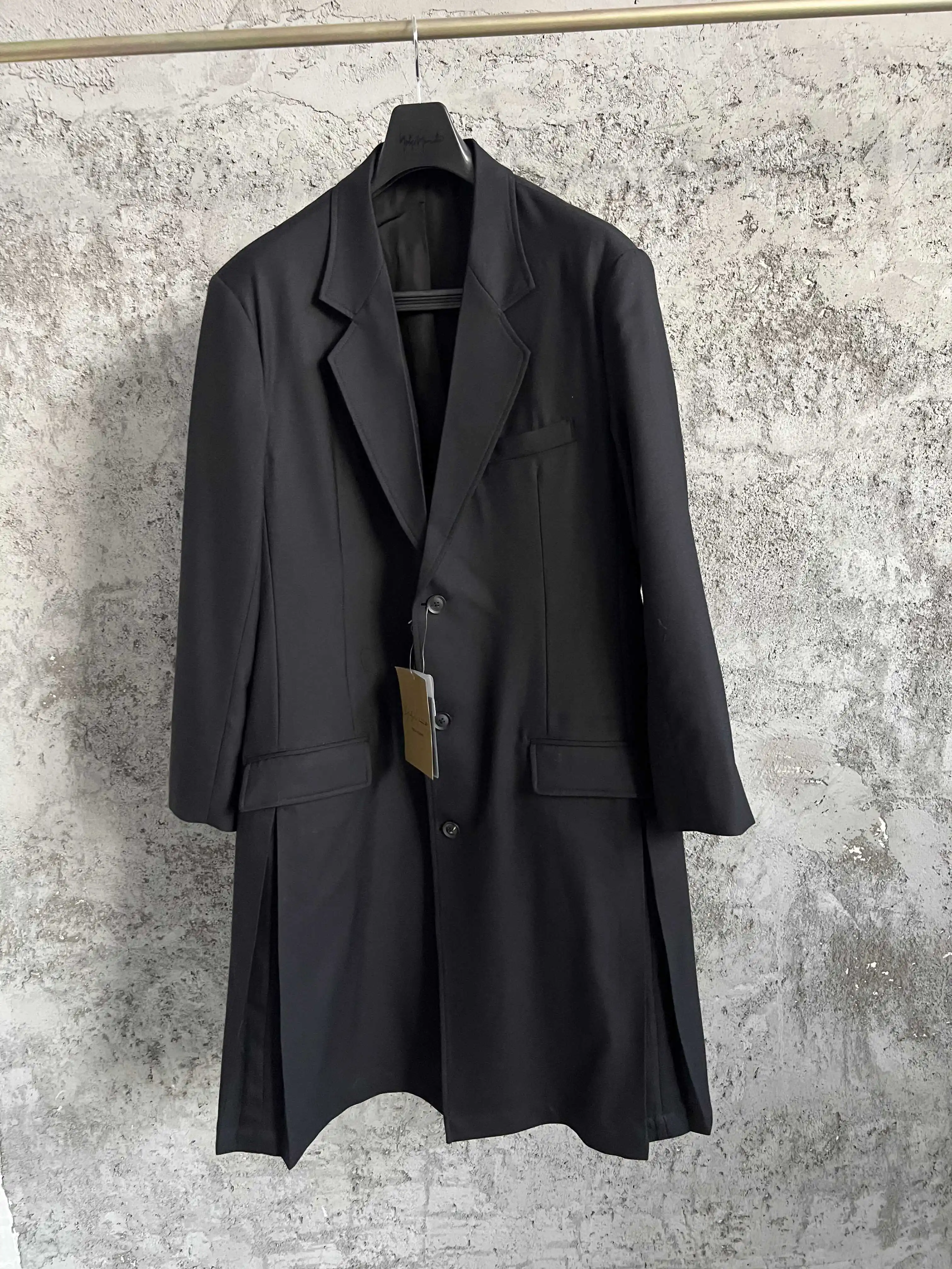 

TOP-YAMAMOTO Japanese original dark men's suit collar trench coat, slimming mid-length jacket, trendy