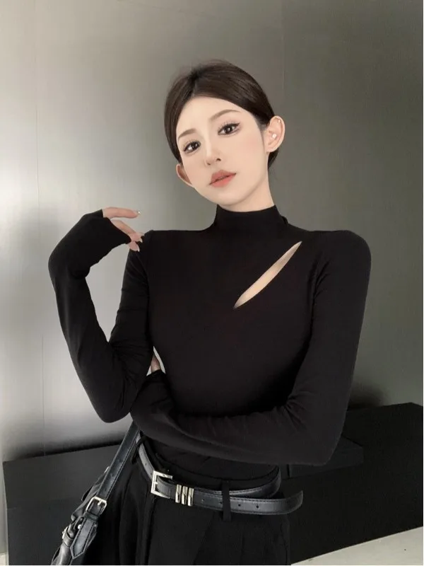 

Slim Fit Hollow out Long Sve T-irt Women's Faionable Base Layer ort Top Anti-Wrinkle Resist Dirt Home Date Wear