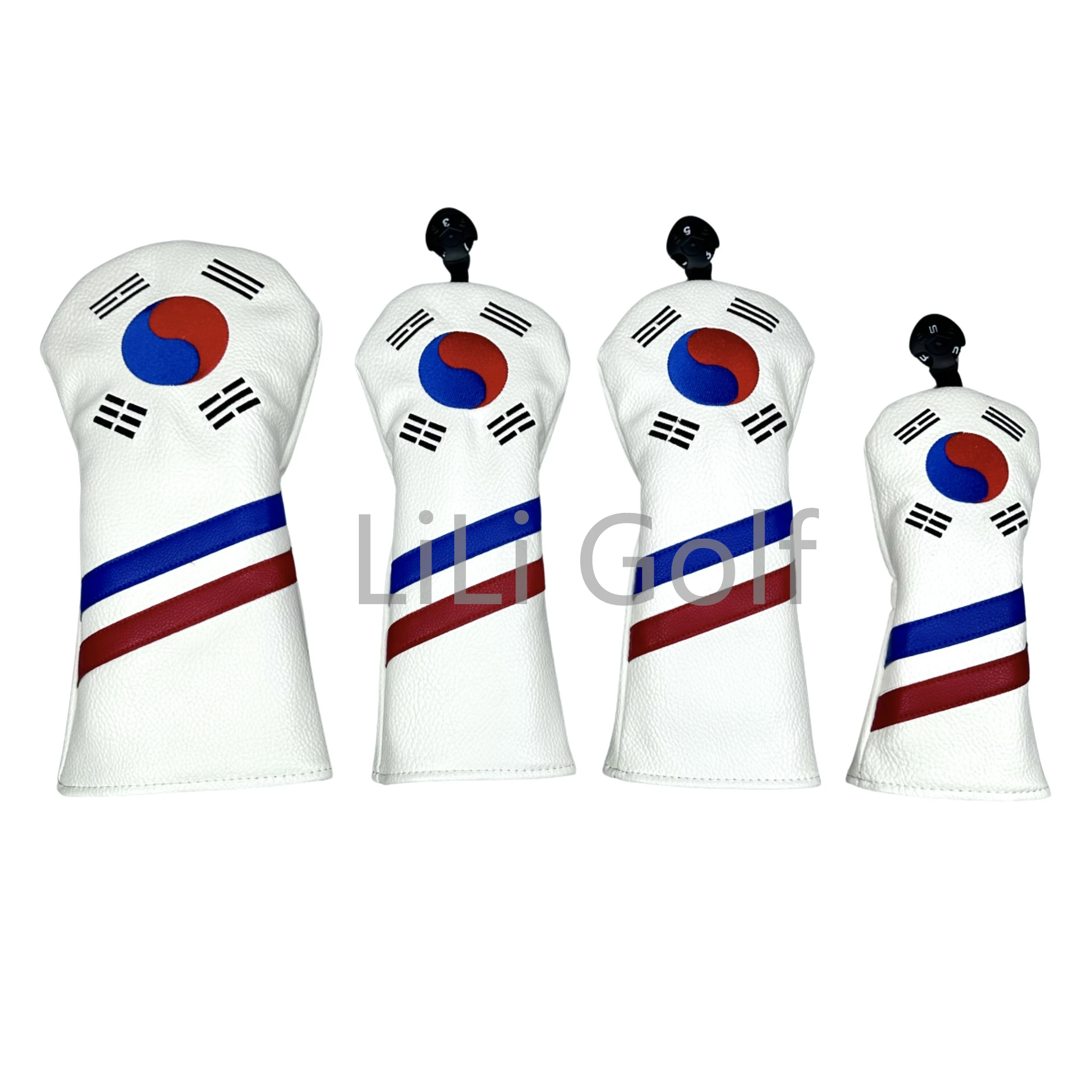 

Golf Korean flag Pattern Head cover Driver Head Covers Fairway Wood Head Covers Hybrid Head Covers Putter Cover