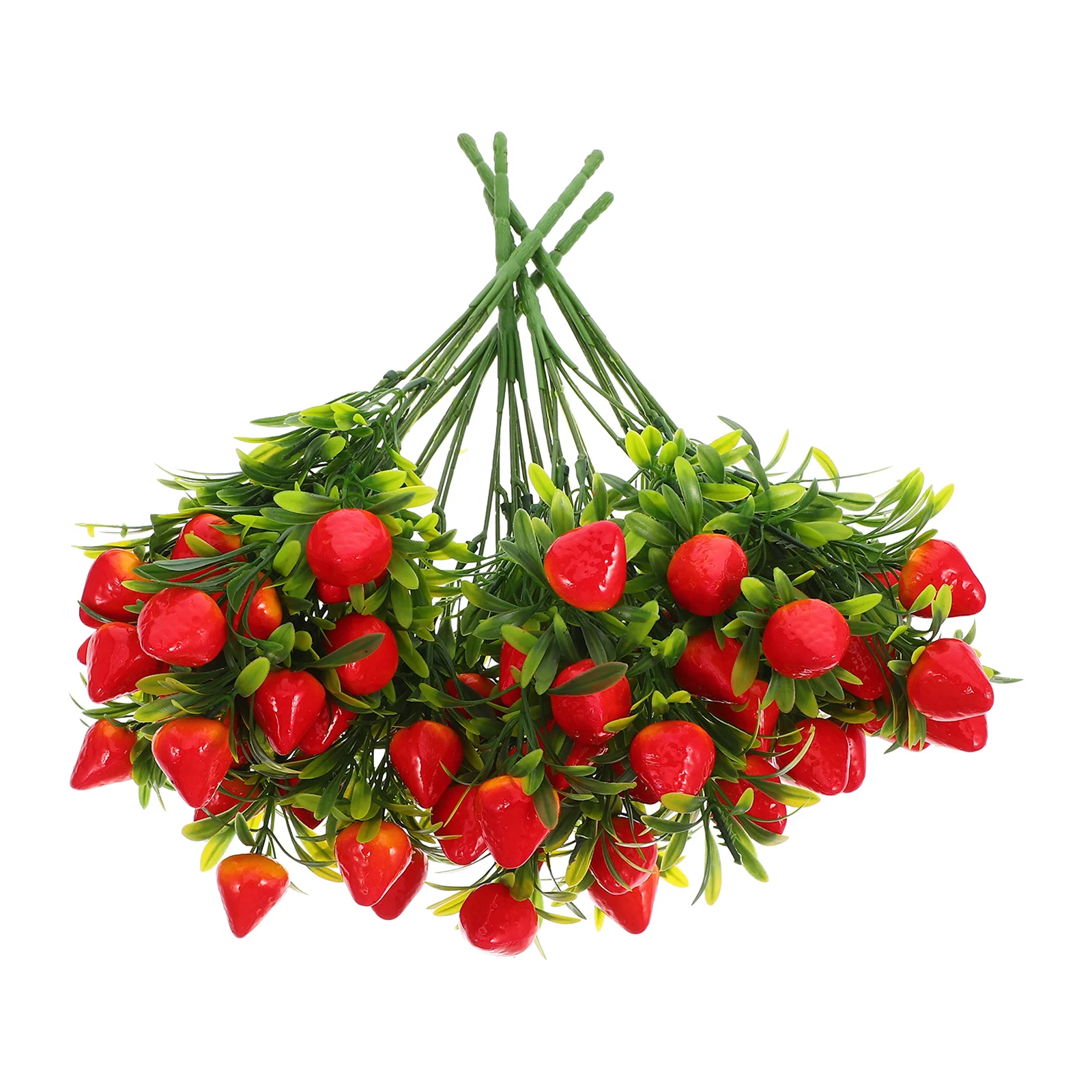 

5pcs Artificial Strawberry Bunch 27X21X0.9Cm Bright Lifelike Faux Fruit Stems For Vase Home Decor Party Wedding Diy Craft Garden