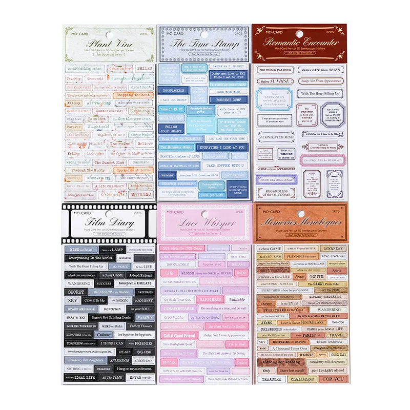 2pcs/1lot Kawaii Scrapbook Sticker Text Border Set Journaling Scrapbooking Supplies Planner Decorative Craft Stationery Sticker