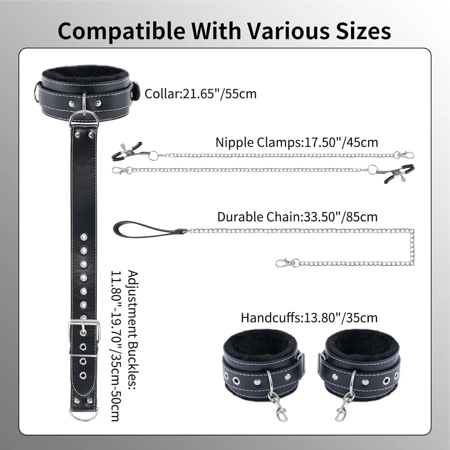 Restricciones de Bondage sexual BDSM, Collar de esposas ajustables, abrazaderas para pezones, Juguetes sexuales para juego de pareja, Cosplay, productos sexuales de autobondage