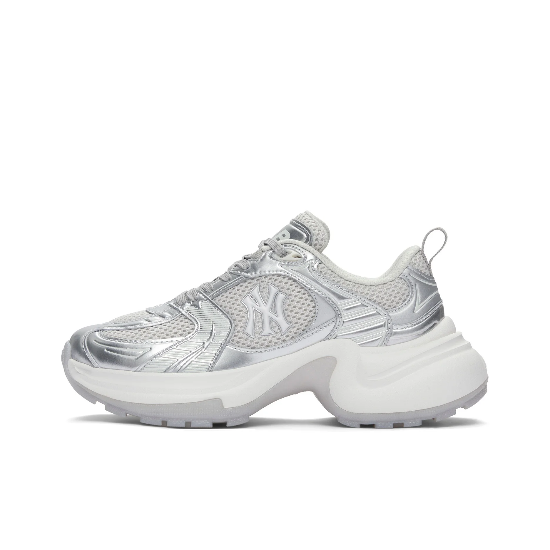 POIZON MLB New York Yankees Tênis casual feminino prateado