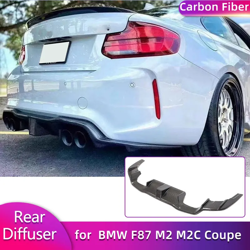 Carbon Fiber Rear Bumper Diffuser Lip Spoiler for BMW F87 M2 M2C Coupe 2016-2020 Car Racing Rear Apron Lip With Light Body Kit