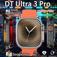 2025 New DT Ultra 3 Pro Google Map SmartWatch 32G Memory Music Video NFC HD Bluetooth Call IP68 Waterproof Watch For Android iOS