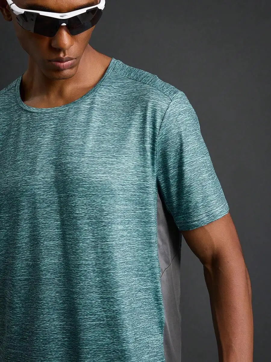 

Mens Round Neck Patchwork Casual Sport T-Shirt For Summer