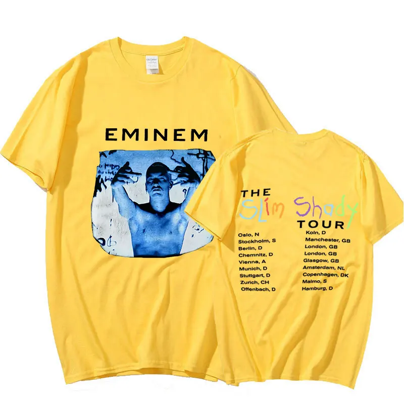 Vintage 1999 Eminem Slim Shady Tour New Print T Shirts Man Short Sleeve T-Shirt Top Tee Shirt Plus Size Hip Hop Streetwear