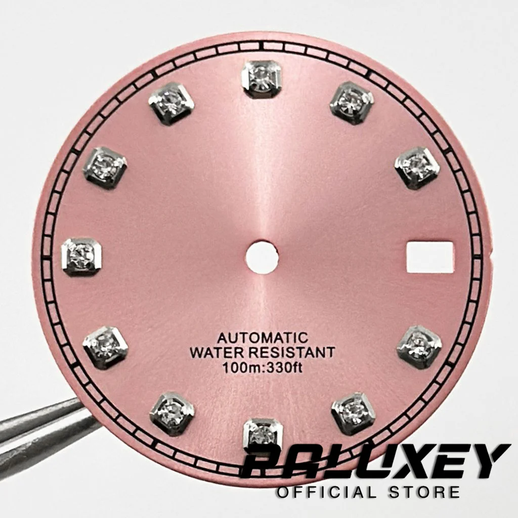 핑크 시계 다이얼, NH35A 4R35 무브먼트, 멸균 시계 페이스 교체 부품, 29mm