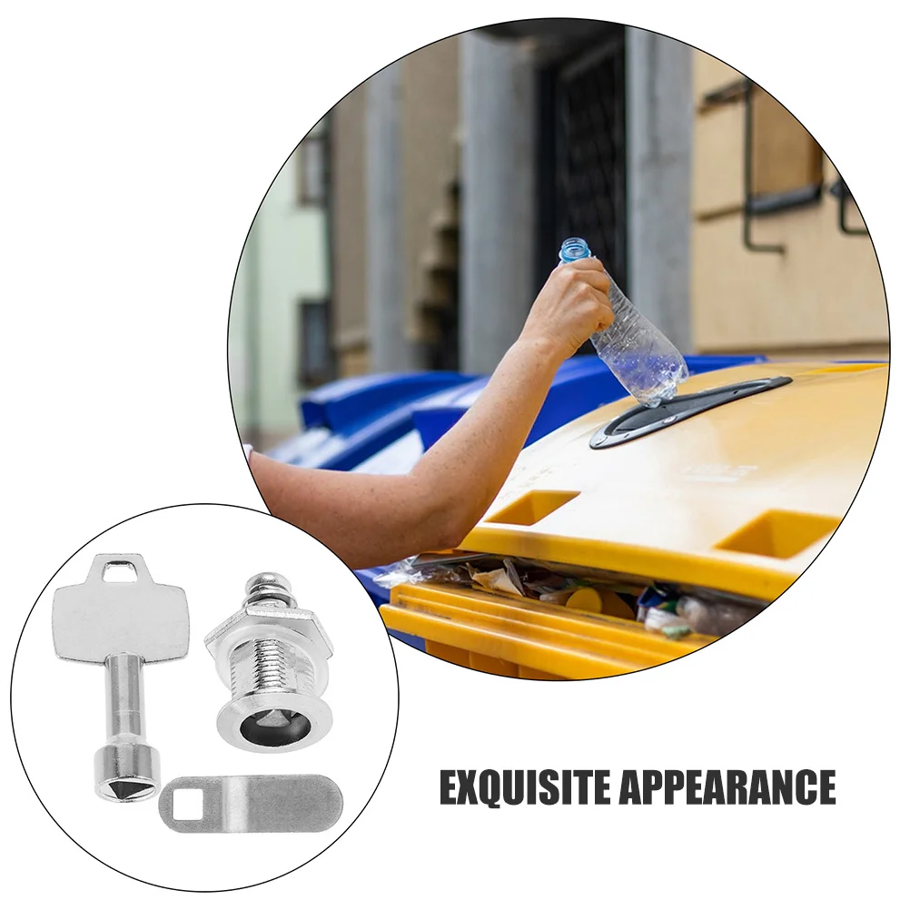 삼각형 소켓 키 쓰레기통 1세트, 야외 보안 뚜껑 고정용 금속 키, 내구성 있는 철제 쓰레기통 잠금 키트