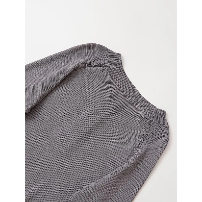 YENKYE Casual donna girocollo manica lunga maglione lavorato a maglia grigio top pullover autunnali corti