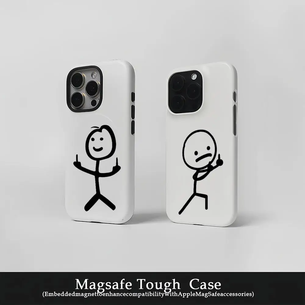 

Line Man Phone Case Film Korean INS for iPhone 16 15 14 13 12 11 Pro Max Plus Luxury Magnetic Double-layer Cover