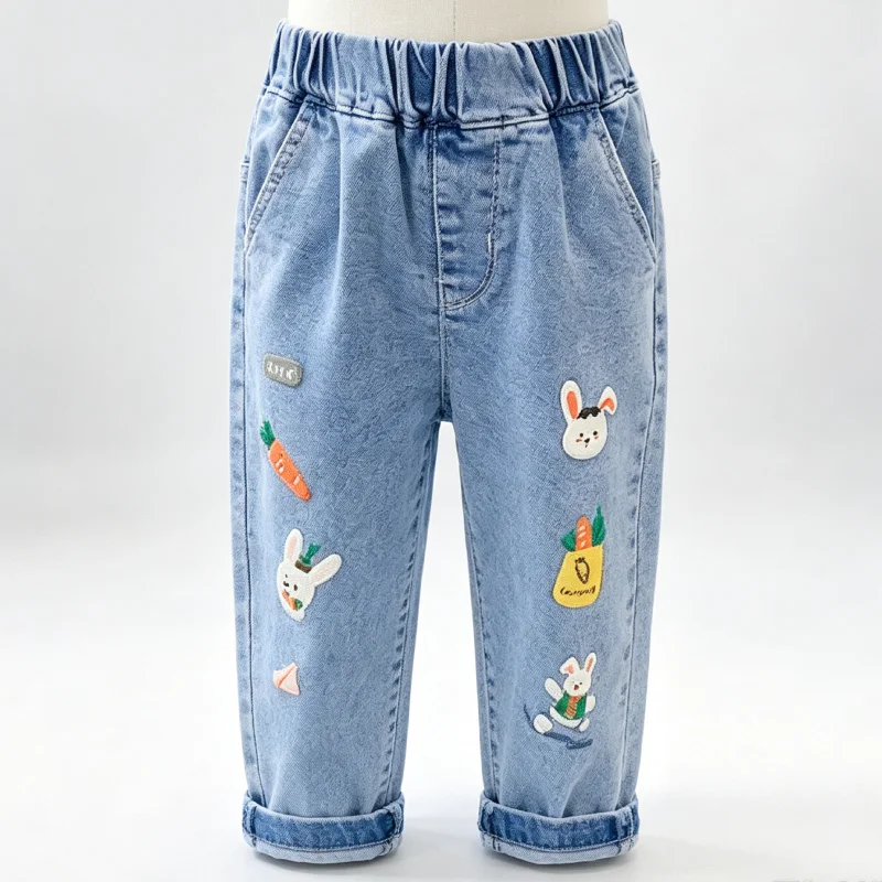 IENENS Kids Baby Girls Casual Clothes Jeans Trousers Toddler Infant Denim Clothing Pants Children Bottoms for 1-7 Years