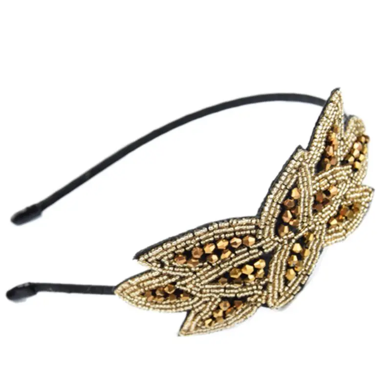 Ladies Girl Vintage 1920s Inspired Metal Alloy Headband Beaded Flapper Faux Crys