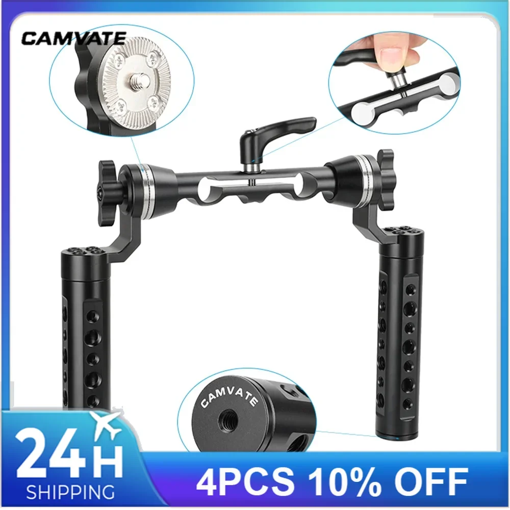 CAMVATE Shoulder Handle Mount With ARRI Rosette M6 Mount & 15mm Dual Rod Clamp For DLSR Camera Shoulder Rail Support System