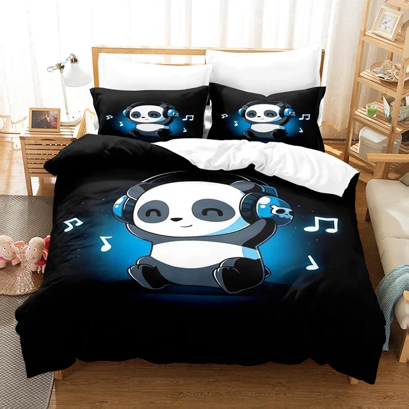 Cute Panda Duvet Cover Cartoon Animal Bedding Set Microfiber Giant Panda Comforter Cover Twin For Kids Girls Teen Kawaii Bedroom