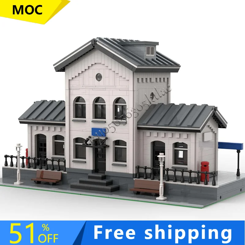 

Hot 3227 PCS MOC Medieval Luxury Train Station Modular Model Architecture Building Block Diy Education Assembly Kids Toys Gifts