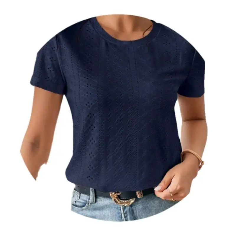 Dames afslankend uitgehold ort Sve T-shirt woon-werkverkeer Sle polyester spandex mix casual top met bloemenpatroon