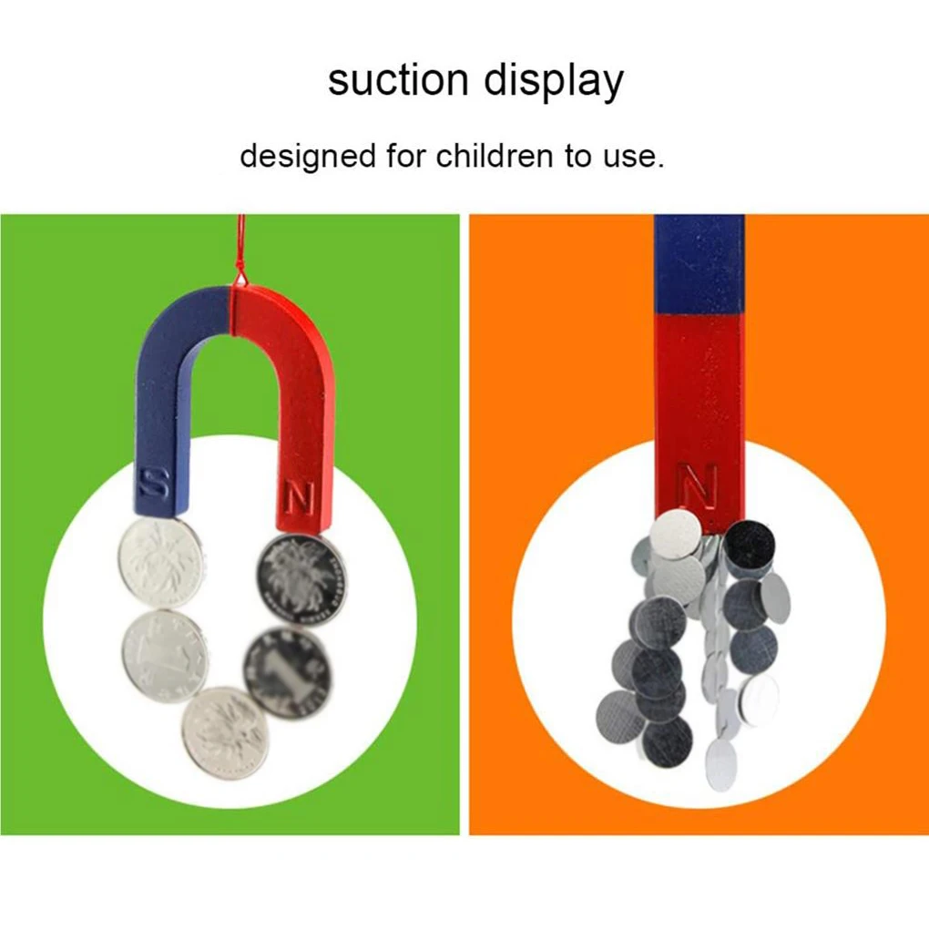 1 Set Physics Magnetism Popular Science Experiment Magnet Set Kids Teaching Test Instrument Toy Horseshoe Compass Tool Kit Gift