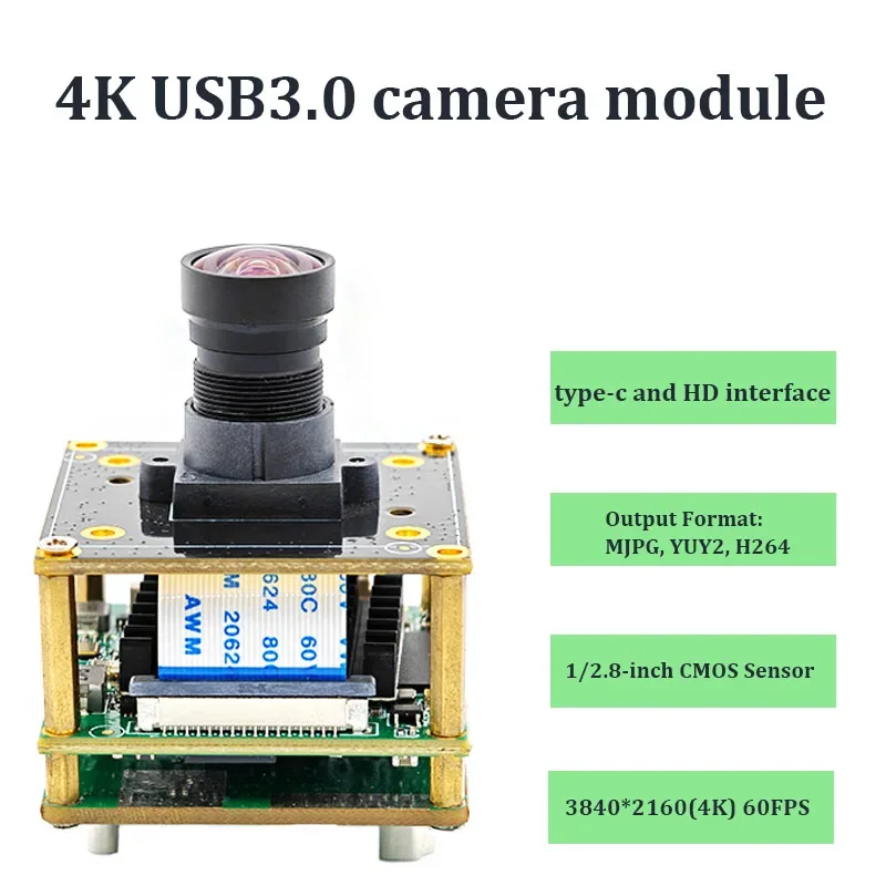 

4K USB3.0 Camera Module 3840*2160 60FPS Fixed Focus IMX415 Drive-free Default Cable HDMI-compatible For shootin H264 MJPG, YUY