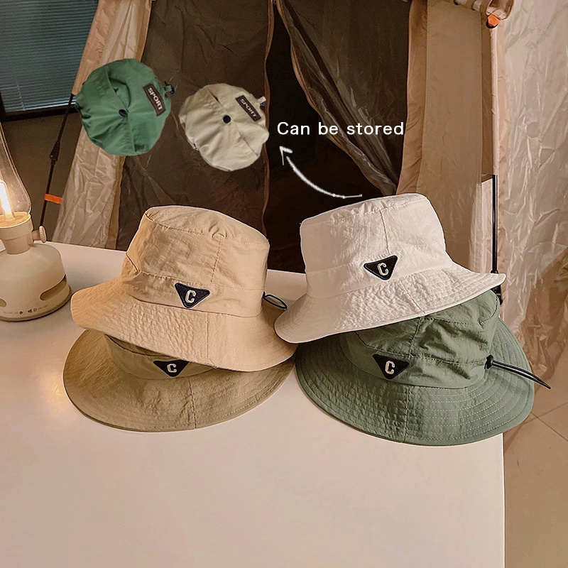 Quick-Dry Thin Bucket Hat For Children Outdoor Sunscreen Basin Cap Boys Girls Foldable Kids Storage Bag Fisherman Hat