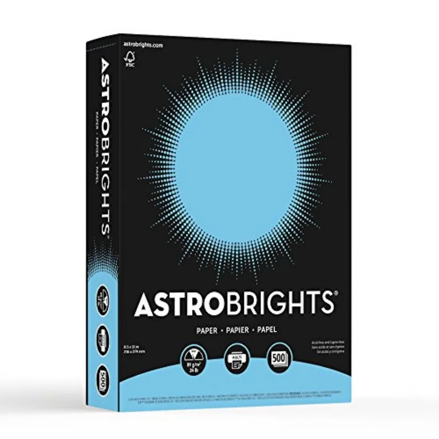 

Astrobrights 30% Recycled Bright Color Paper, 8/2in x in, 24 Lb, FSC Certified, Lunar Blue, Ream Of 500 Sheets, 2528
