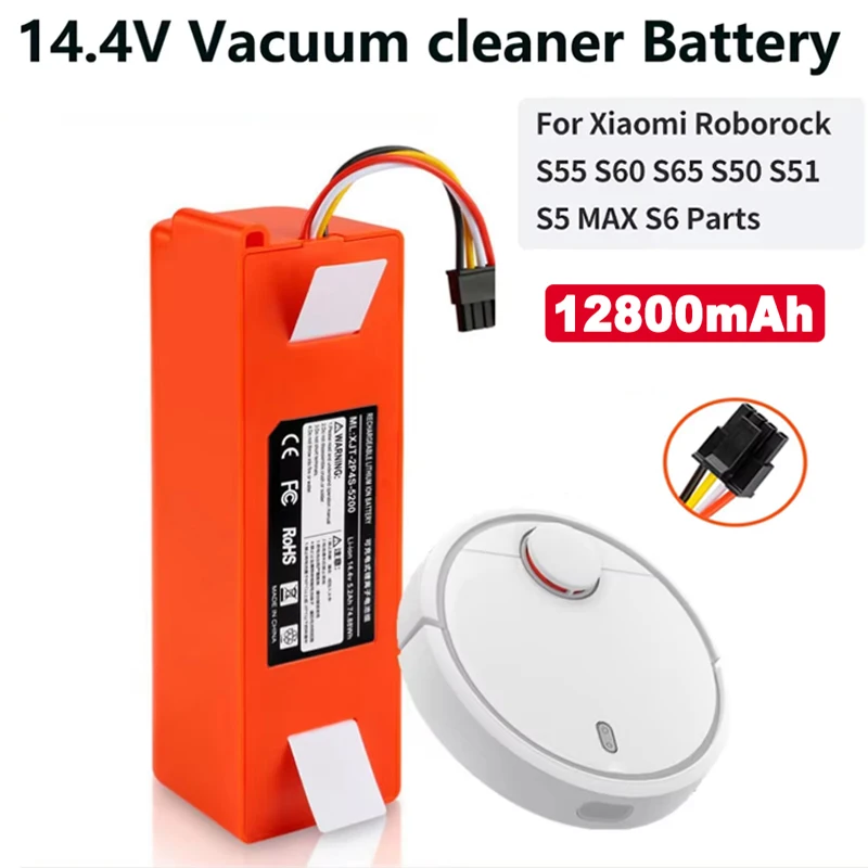 14.4V Original 12800mAh Robotic Vacuum Cleaner Replacement Battery For Xiaomi 1S 2S Roborock S55 S60 S65 S50 S5 MAX S6 Parts